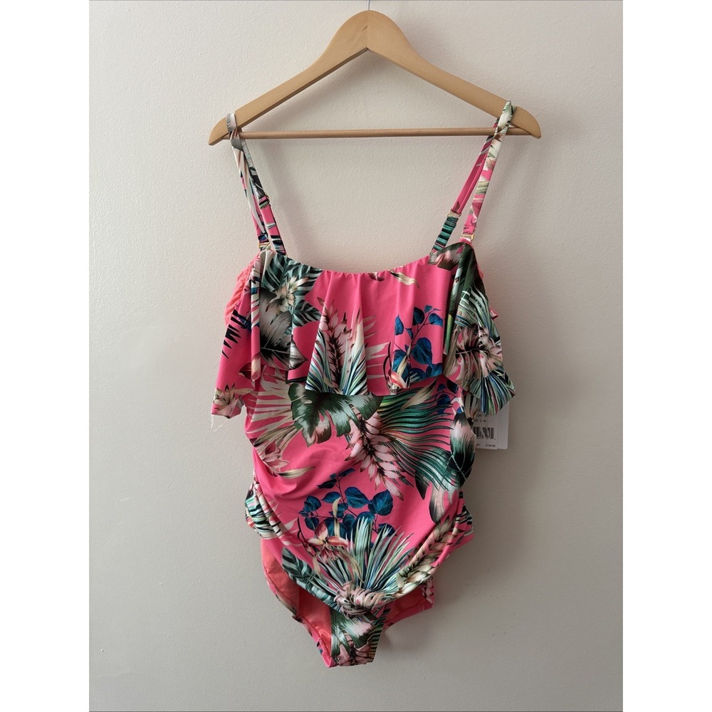 La Blanca Island Goddess Ruffled Off The Shoulder One Piece Swimsuit Women's 20W